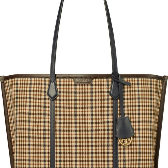 Tory Burch Plaid Triple Compartment Tote - Picture 1 of 13